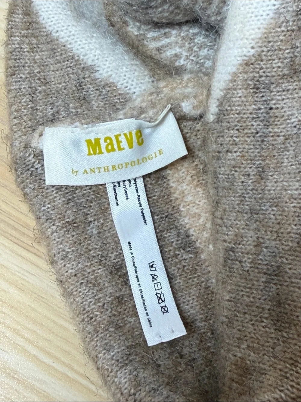 Anthropologie Maeve Colorblock Beanie in Cream, Tan & Brown